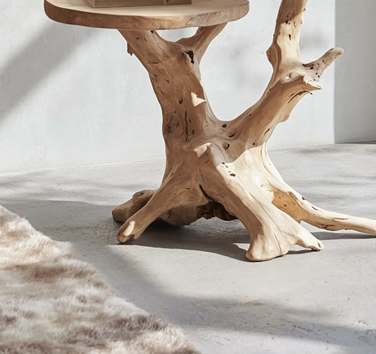 Handcrafted Tree Trunk End Table – Natural Wood Two-Tier Side Table, Live Edge Accent Table
