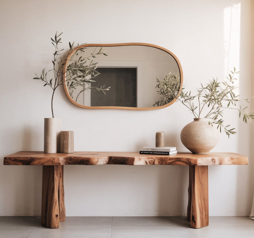 Rustic Solid Wood Console Table – Handmade Entryway Table for Holiday Decor or Hallway Display