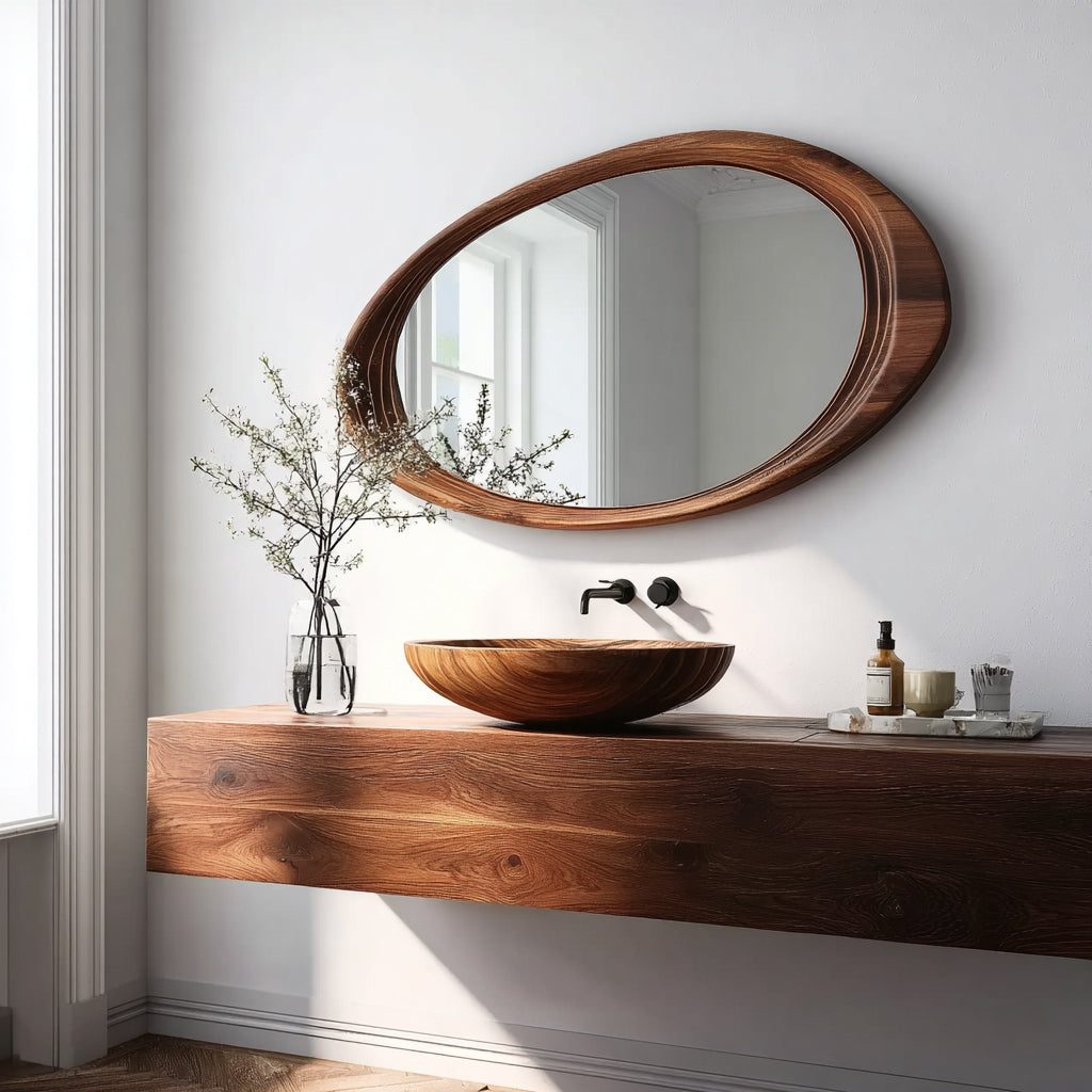 Modern Wall Mirror – Live Edge Handmade Wooden Mirror for Living Room & Bathroom Décor