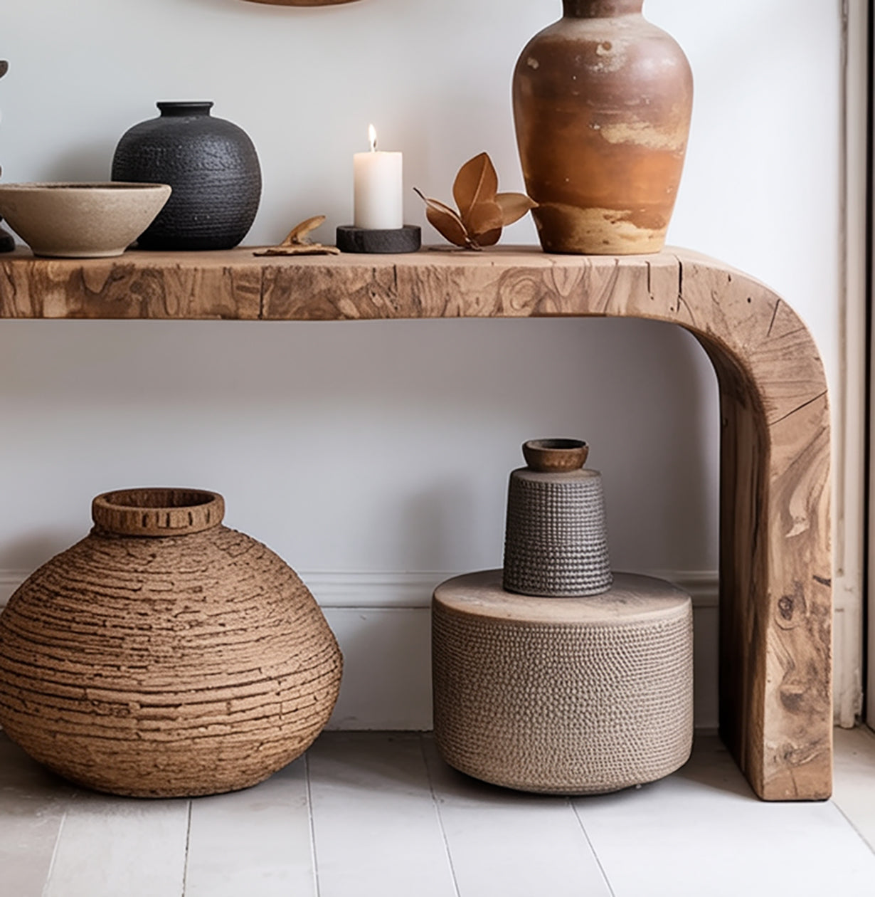 Farmhouse Wooden Console Table – Rustic Reclaimed Entryway Table