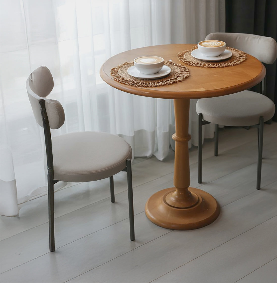 Round Bistro Dining Table, Small Kitchen Breakfast Table, Compact Circular Dining Table