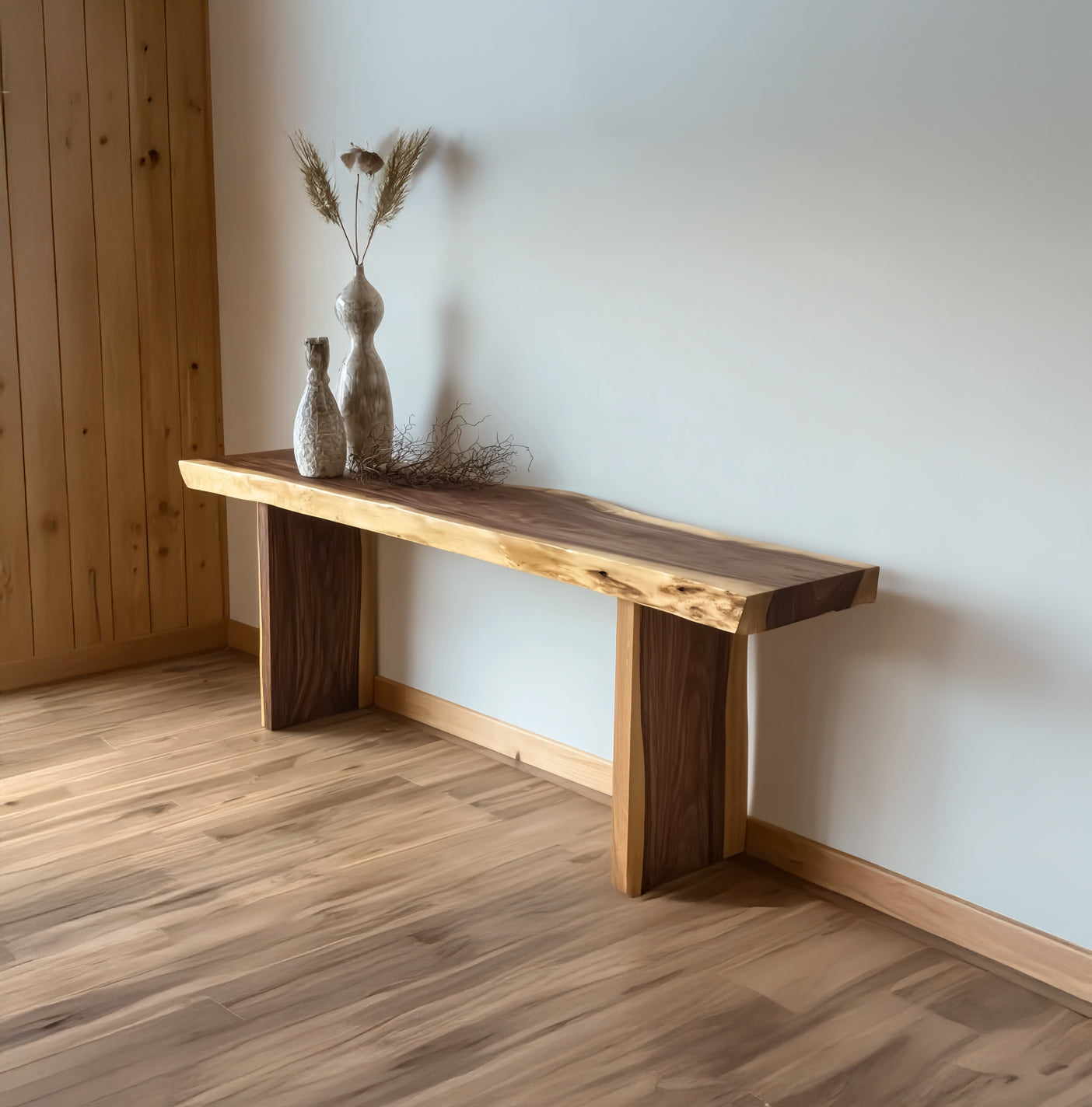 Console d’entrée en bois recyclé faite main – Meuble rustique style ferme