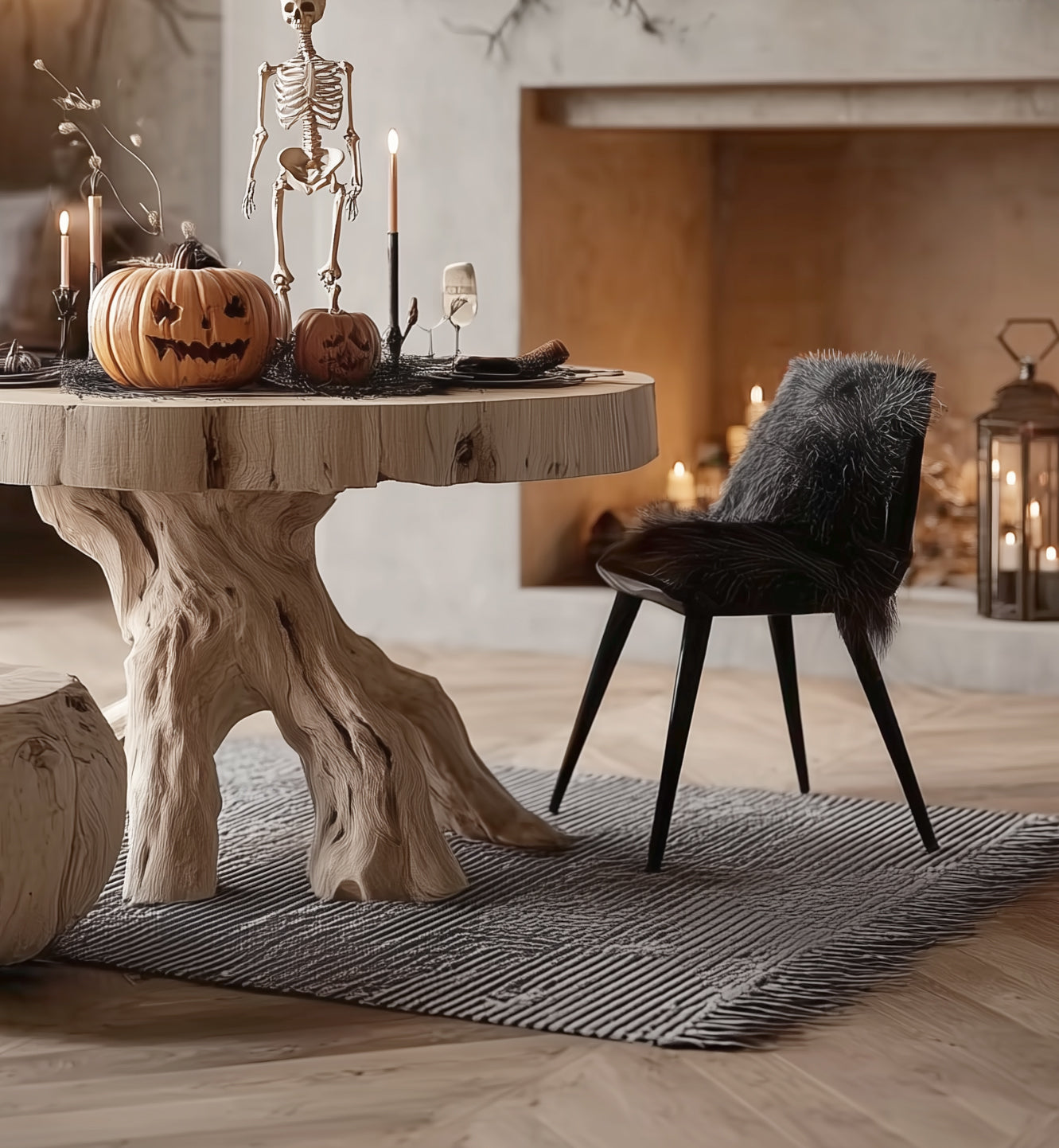 Rustic Side Table – Handmade Live Edge Solid Wood End Table for Living Room & Bedroom