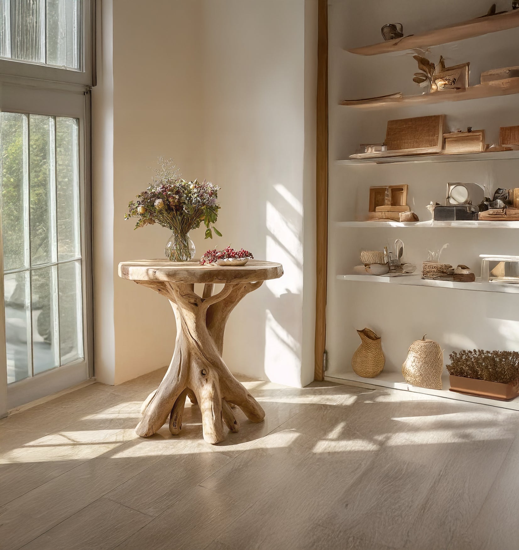 Live Edge End Table – Handcrafted Round Solid Wood Table, Rustic Handmade Accent