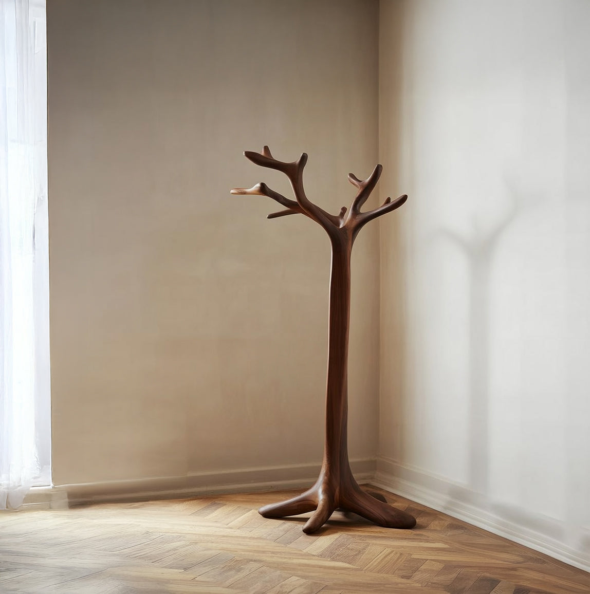 Porte-Manteau Branche d’Arbre Artisanal en Bois Massif Sculpté