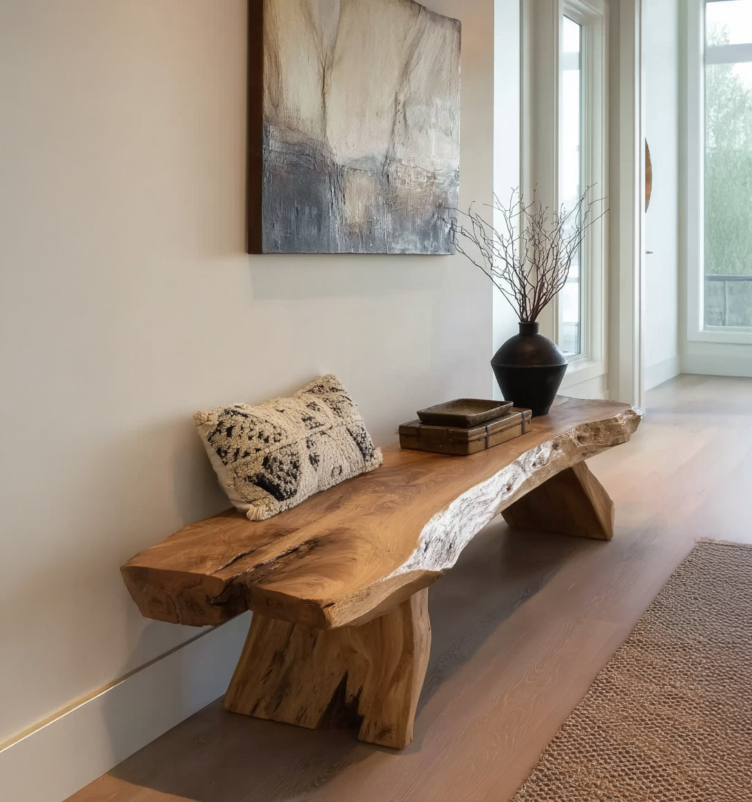 Live Edge Wood Console Table – Natural Slab Entryway Table