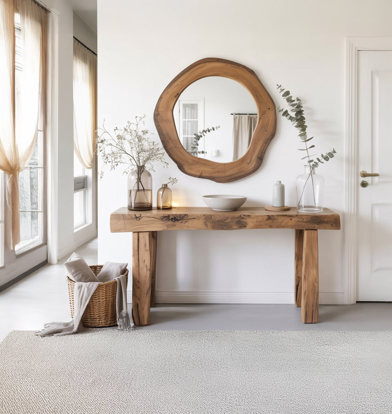 Handcrafted Reclaimed Wood Console Table – Rustic Hallway or Foyer Table with Natural Finish