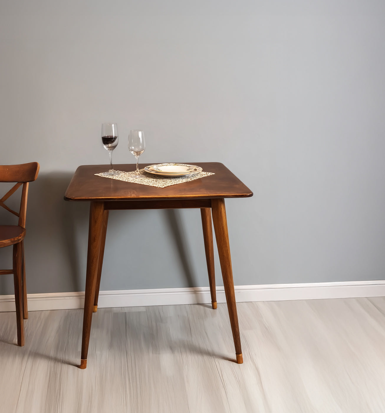 Small Space Square Dining Table – Dark Walnut Wood, 2–4 Person Table for Dining Room, Kitchen & Home Decor