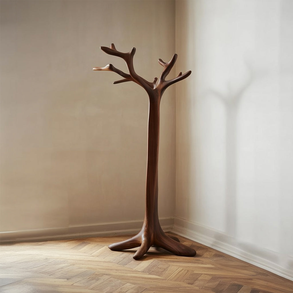 Porte-Manteau Branche d’Arbre Artisanal en Bois Massif Sculpté
