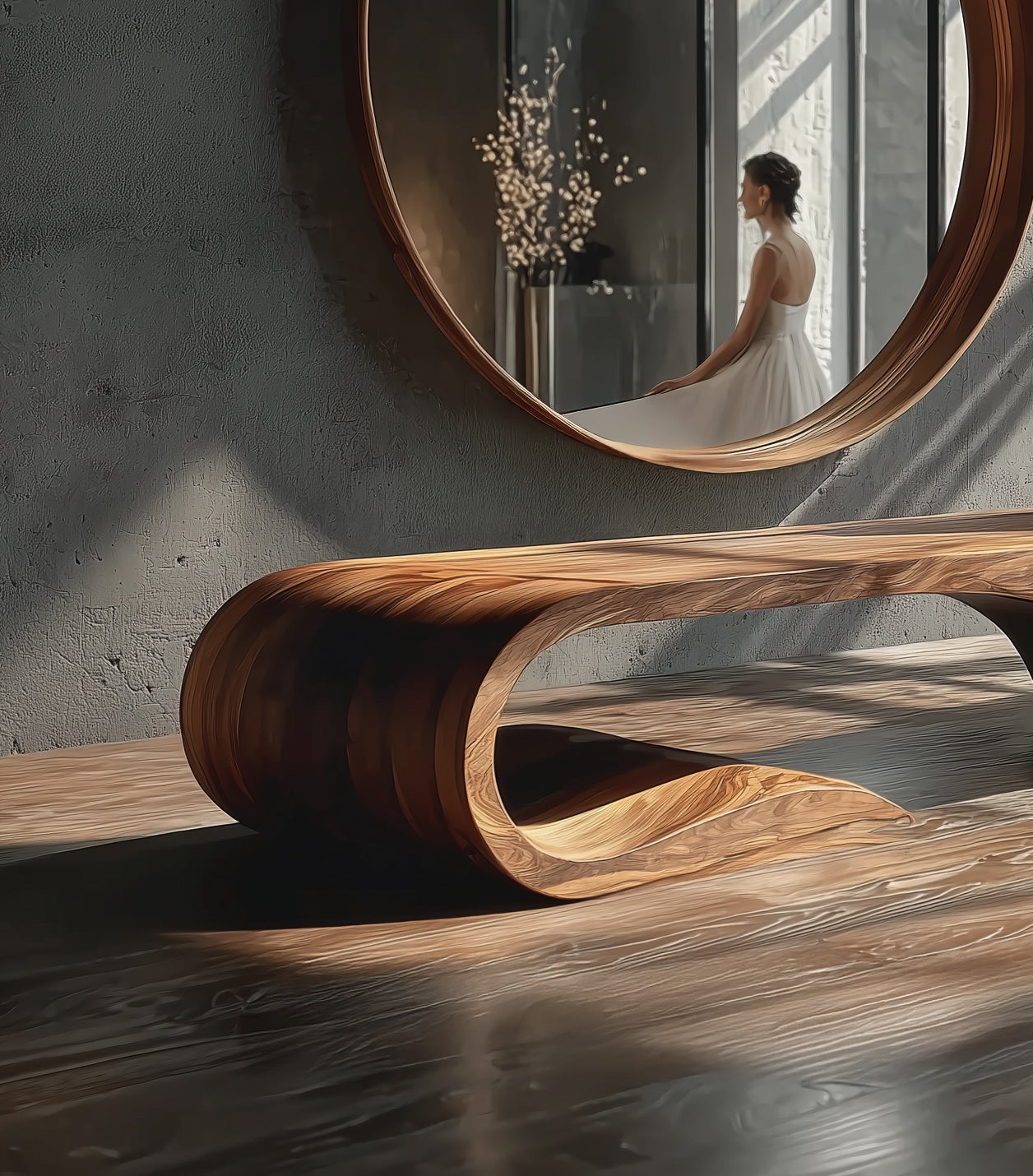 Minimalist Wooden Bench – Mid-Century Modern Style for Entryway or Living Room