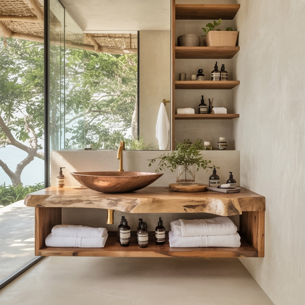 Meuble Vasque Suspendu Fait Main – Bois Massif Style Ferme