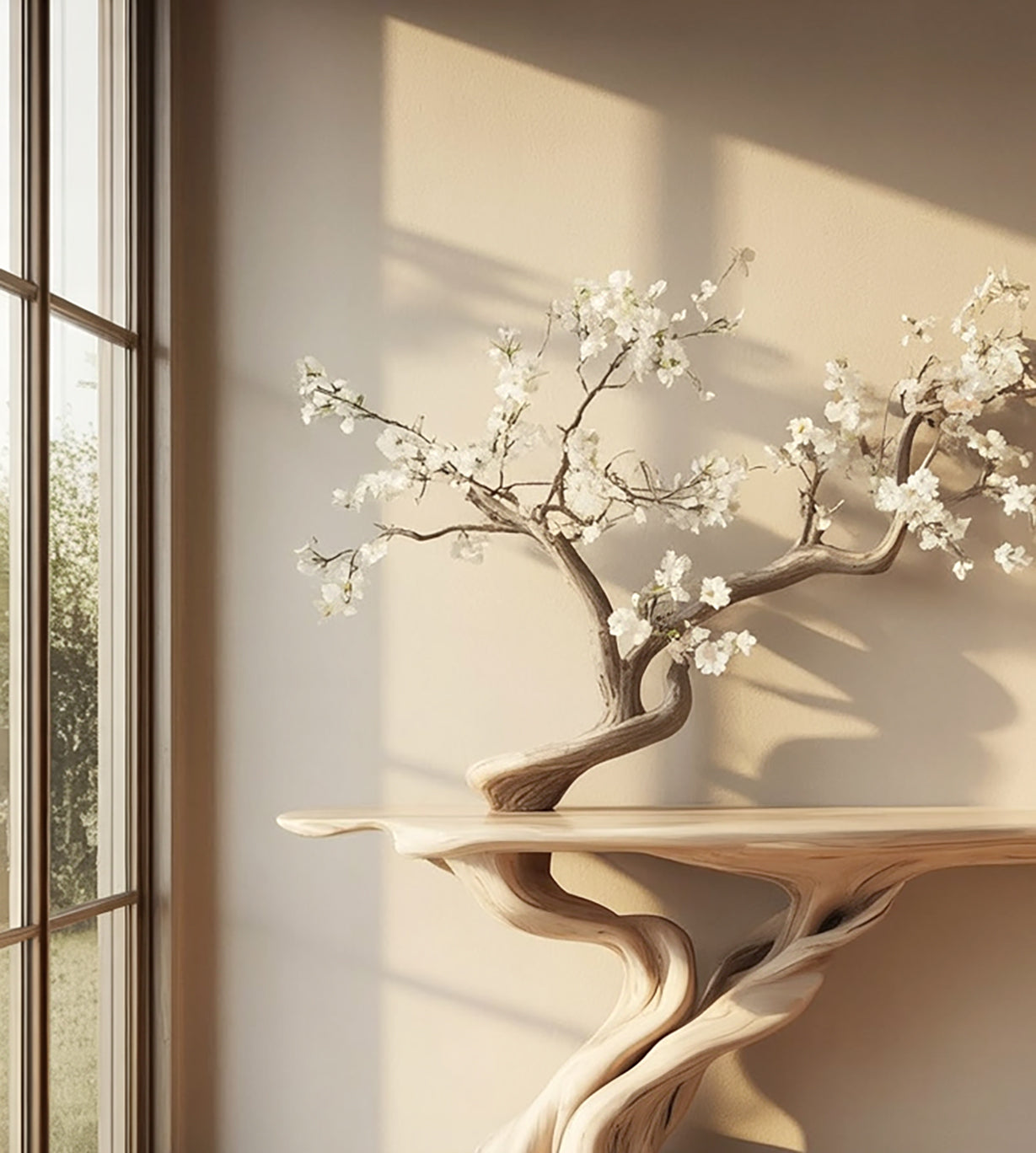 Handmade Solid Wood Tree Console Table – Rustic Entryway & Unique Living Room Décor