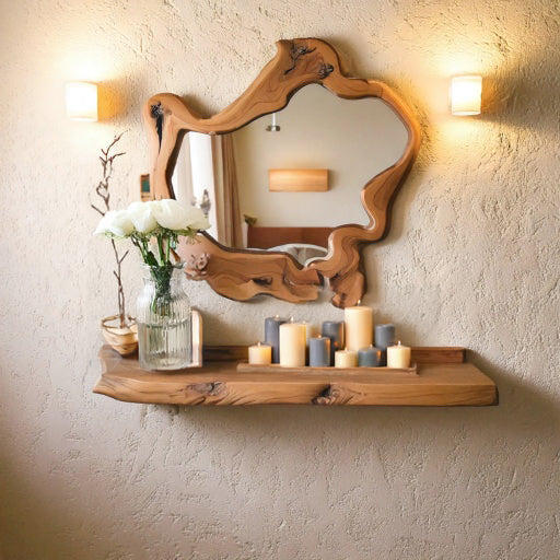 Live Edge Organic Wall Mirror – Sculptural Wooden Accent for Entryway or Bedroom Vanity Decor
