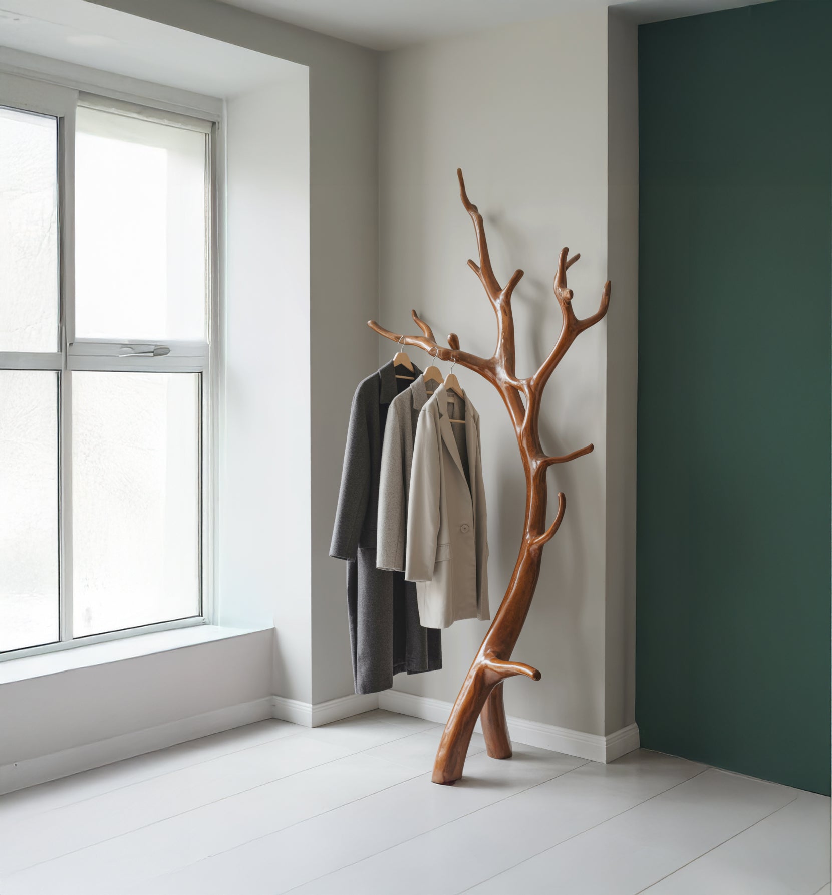 Solid Wood Tree Hanger Stand – Handmade Branch Coat Rack for Entryway & Bedroom