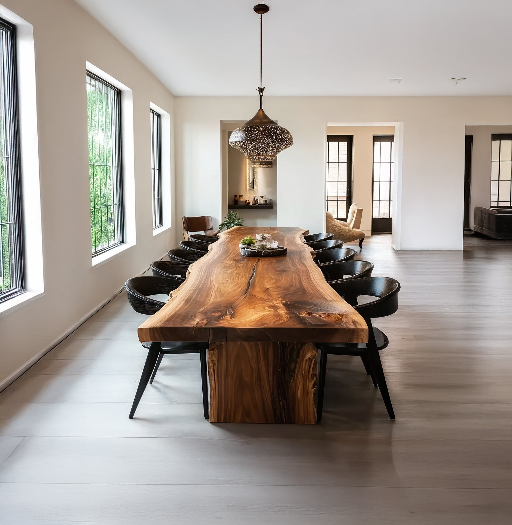Handcrafted Live Edge Wood Dining Table – Premium Solid Wood Slab with Natural Organic Shape