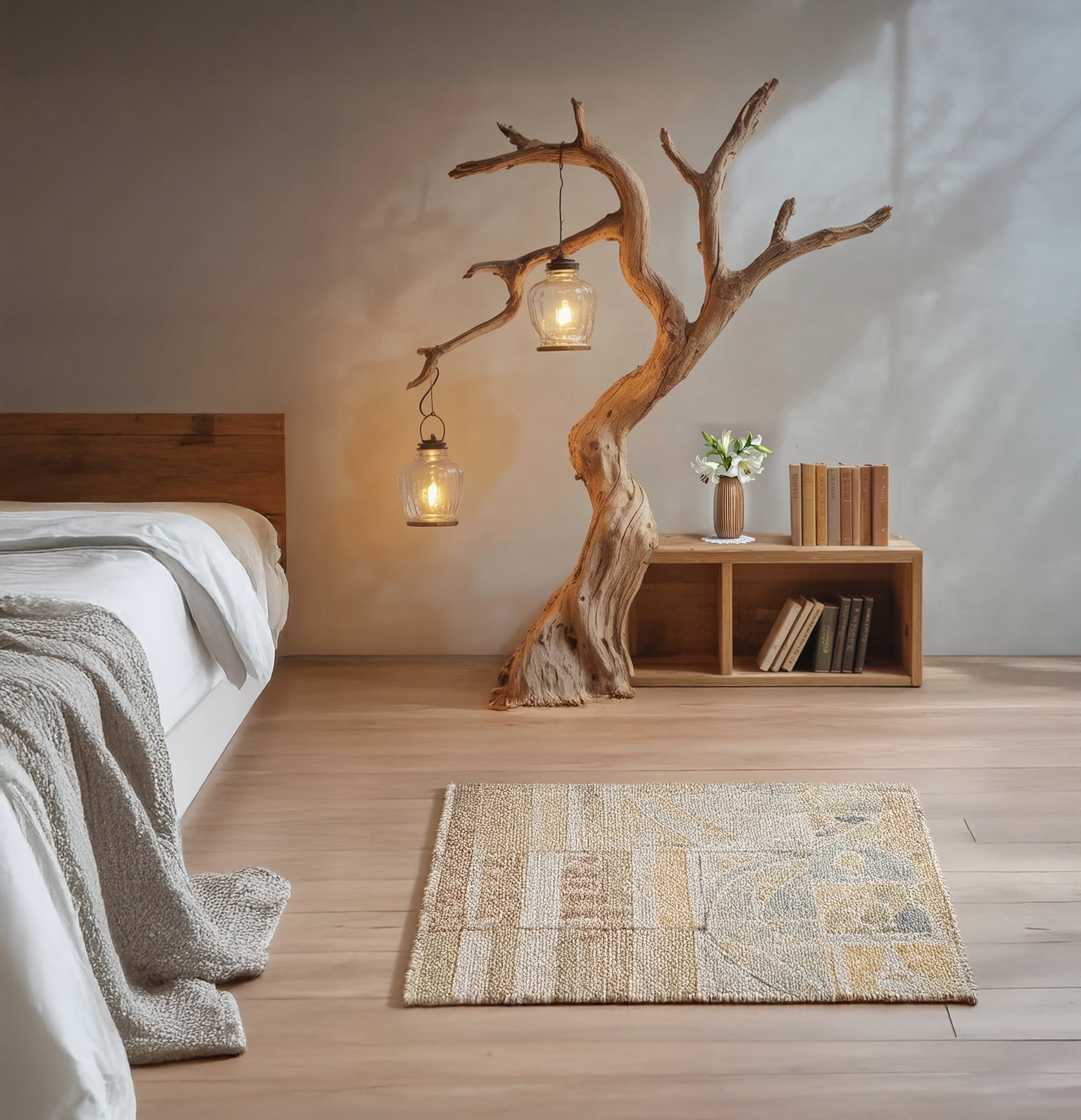 Standing Wood Floor Lamp – Vintage Lighting, Minimalist Home Decor Accent