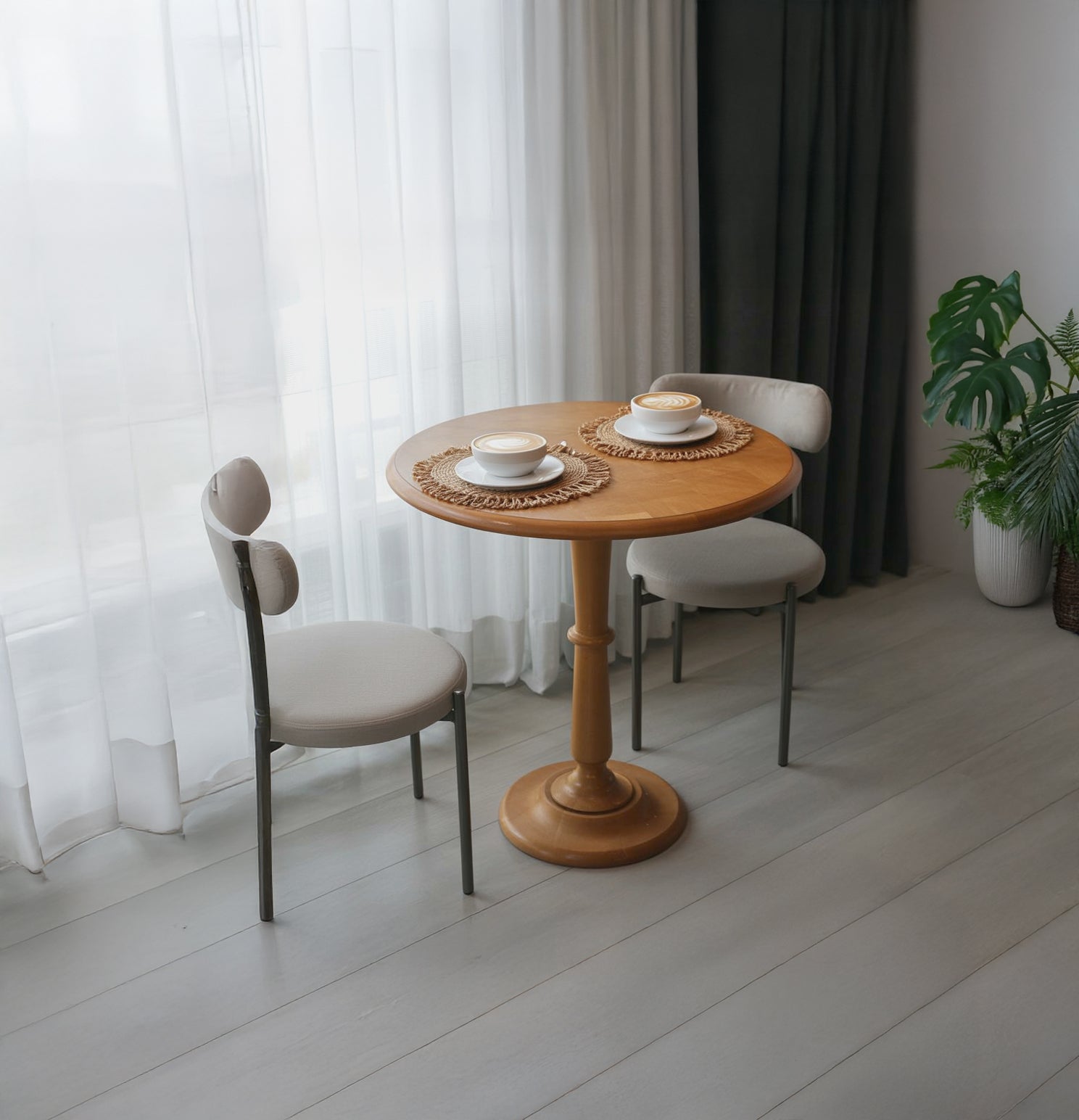 Round Bistro Dining Table, Small Kitchen Breakfast Table, Compact Circular Dining Table