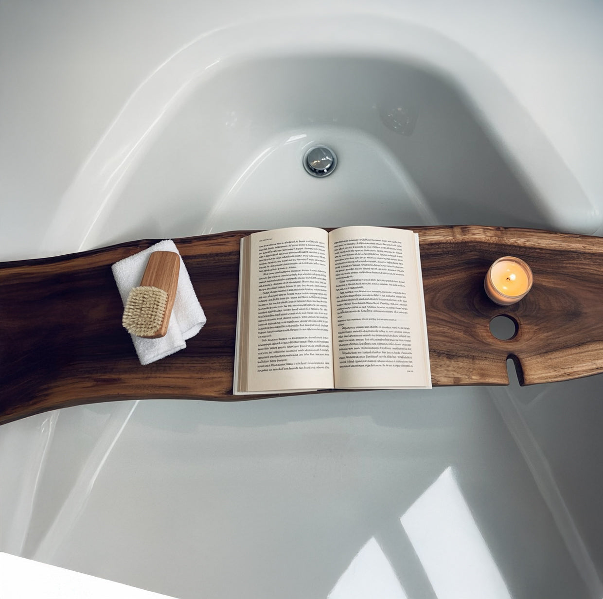 Live Edge Wood Bath Caddy – Rustic Handmade Bathtub Tray & Gift