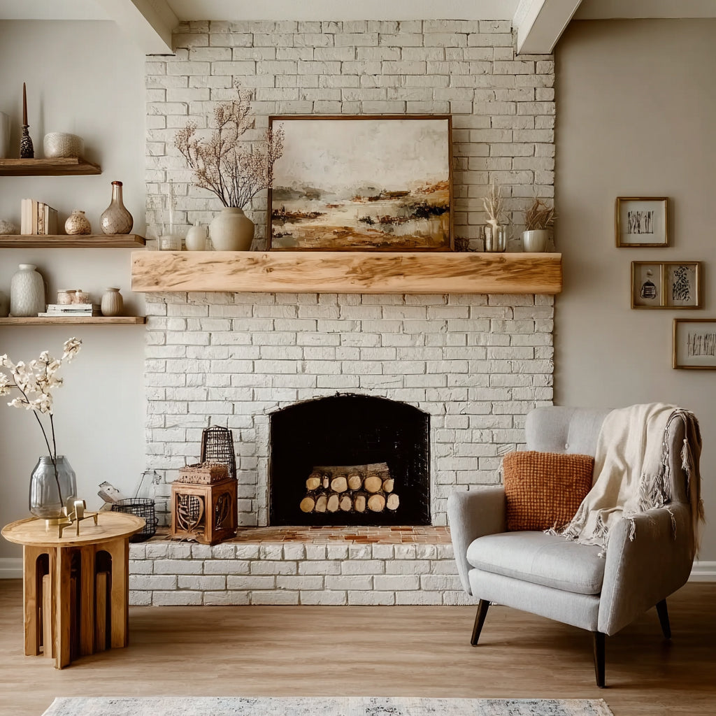 Sustainable Solid Wood Fireplace Mantel – Floating Shelf & Modern Surround