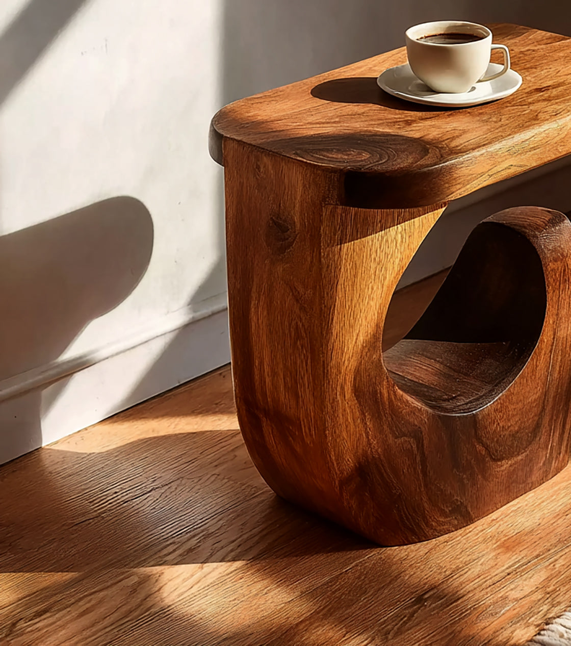 Handmade Round End Table – Rustic Solid Wood Side Table, Farmhouse Living Room Accent