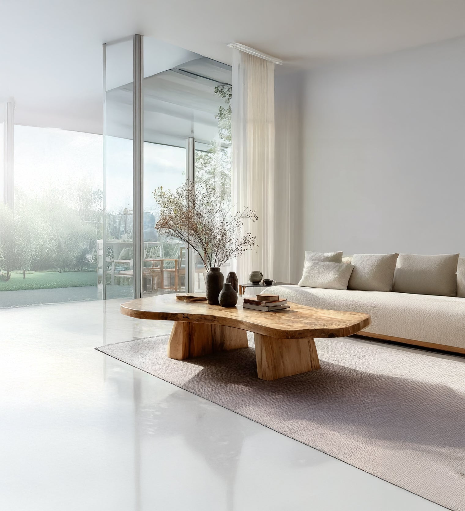 Rustic Live Edge Wood Coffee Table – Solid Handcrafted Carved Extendable Dining Table